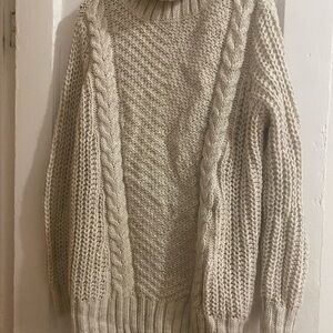 H&M Cream Cable Knit Turtleneck Sweater
